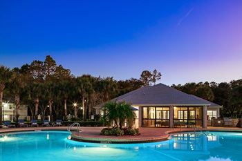 Sparkling swimming pool with sundeck